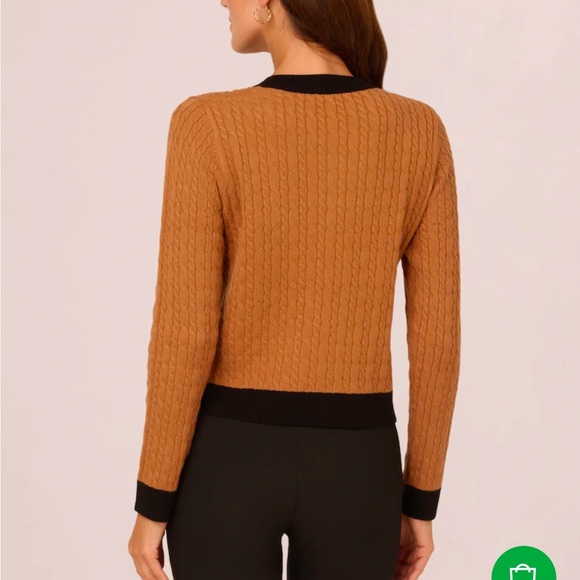 NWT Adrianna Papell crew neck contrast cable cardigan XS - Picture 2 of 10